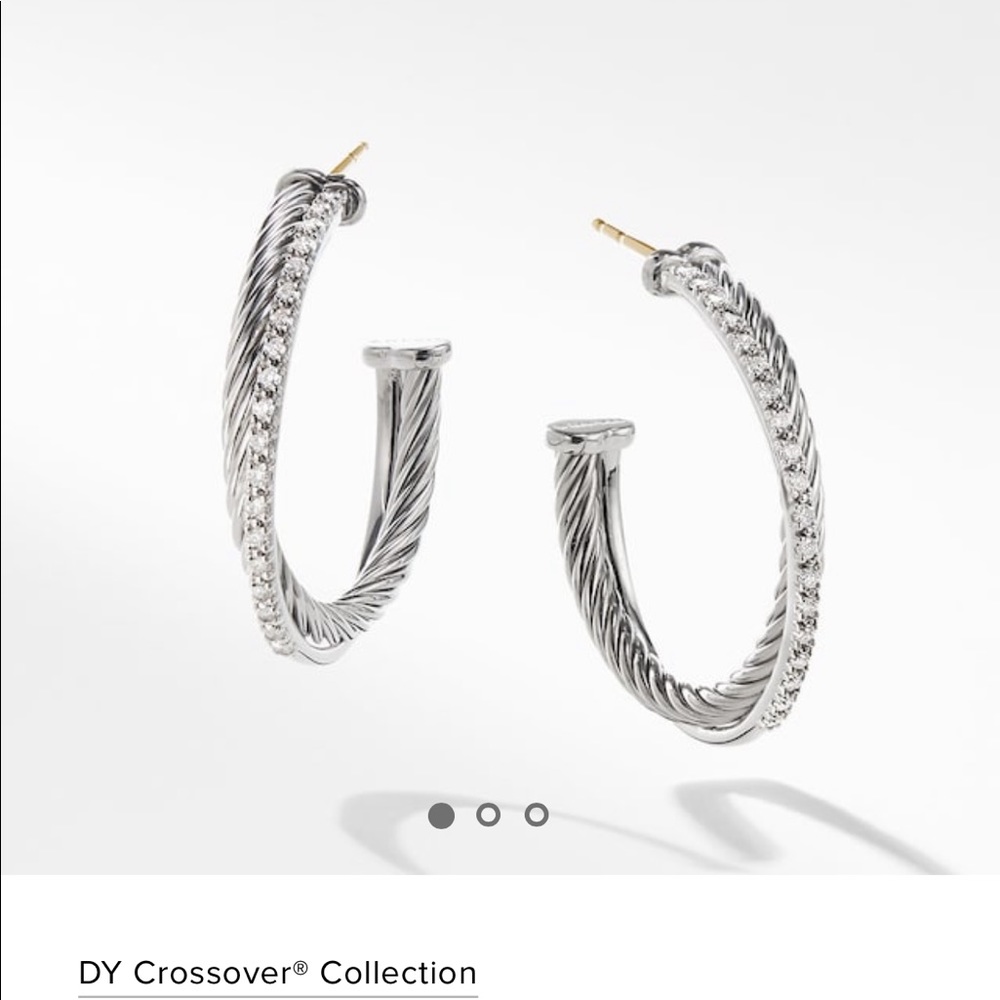 AUTHENTIC DAVID YURMAN HOOP EARRINGS W DIAMONDS